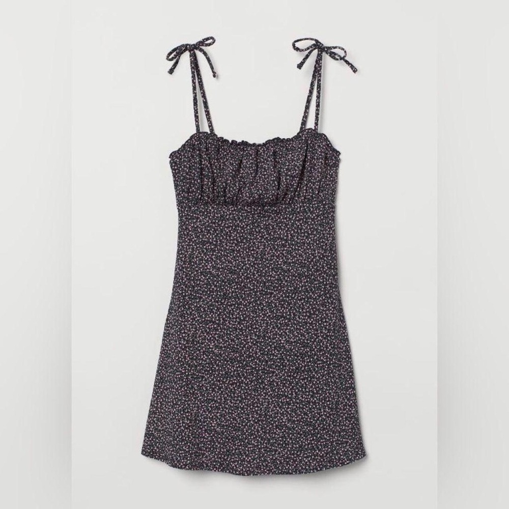 H&M Divided Slip Dress XL Black Floral NWOT - Picture 2 of 6